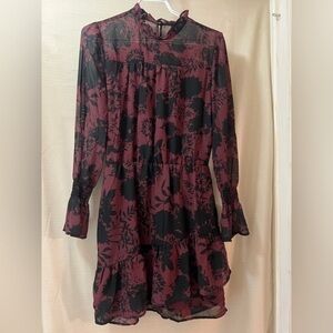 Mini long sleeve A.B.S dress floral print summer/spring feminine size small